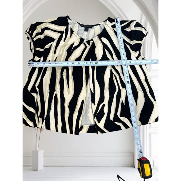 Express Zebra Print Short Sleeve top Jacket L Black Beige Lightweight Womens - Picture 5 of 8
